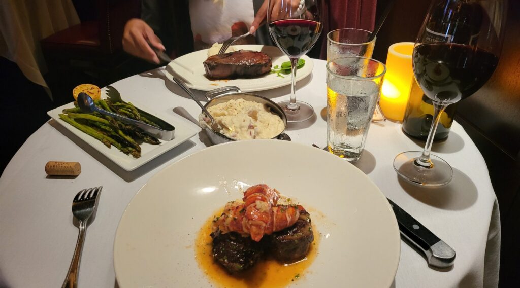entrees and wine