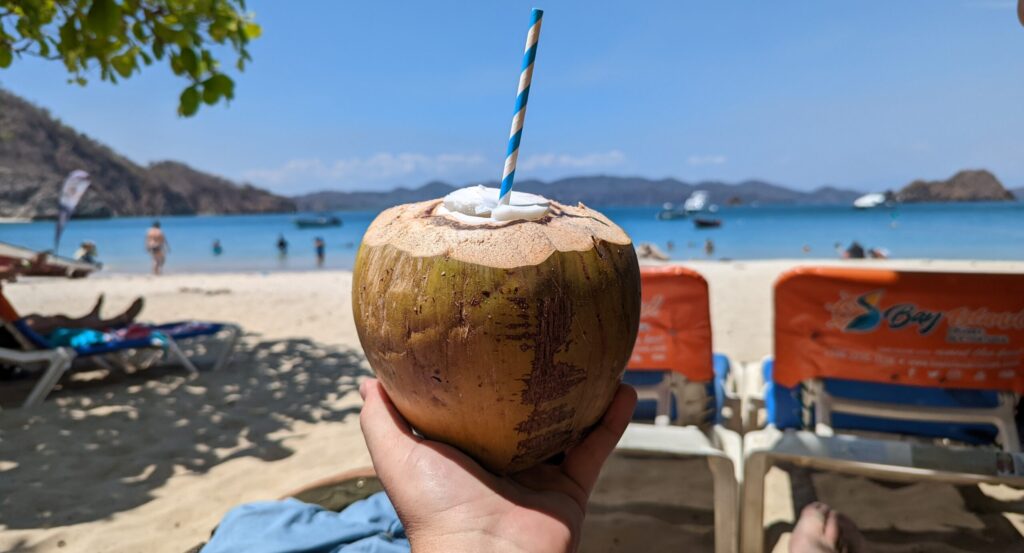 coconut drink at Tortuga Island Tour