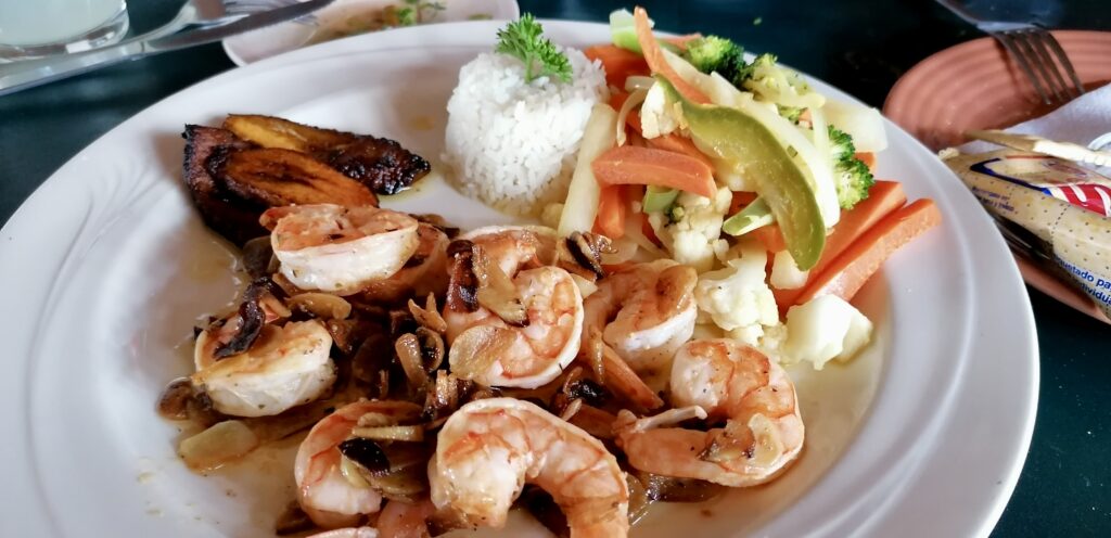 Viejo Bar Chicxulub shrimp dinner