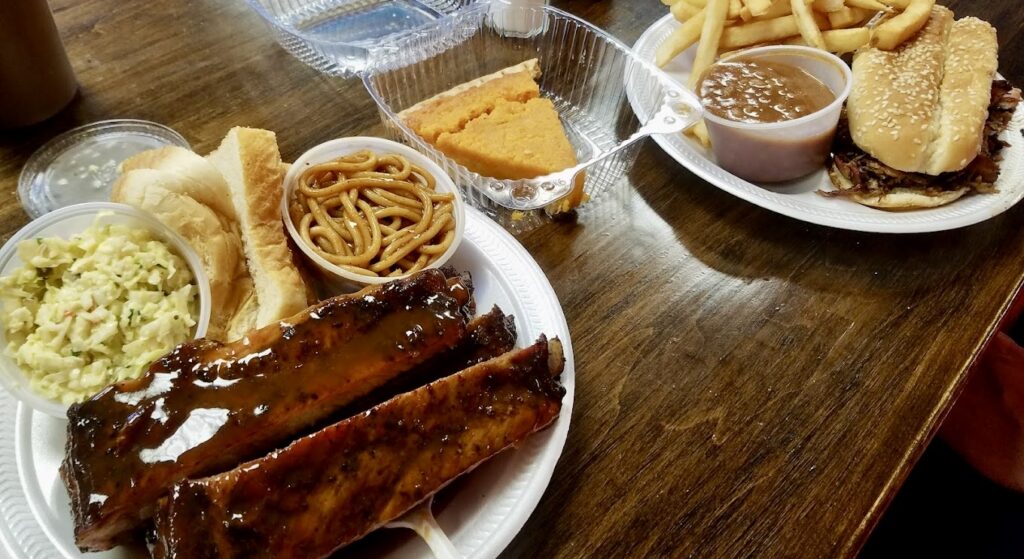 ribs with sides and dessert