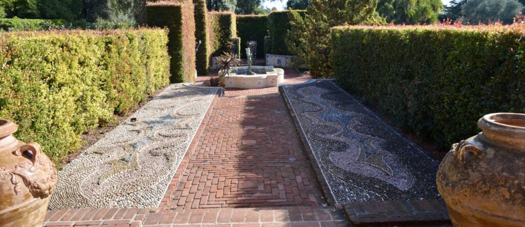 hedges and walkway