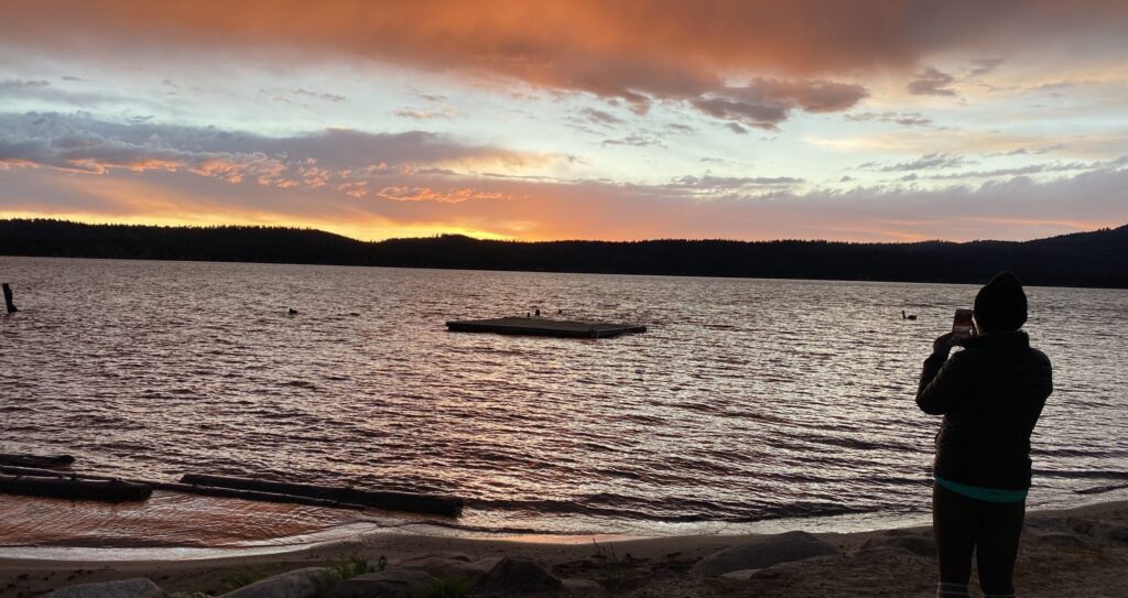 Sunset view over the lake.