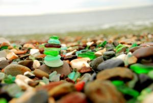 glass beach glass stones, stacked glass pebbles on glass beach