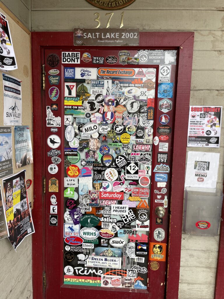 Front door with stickers