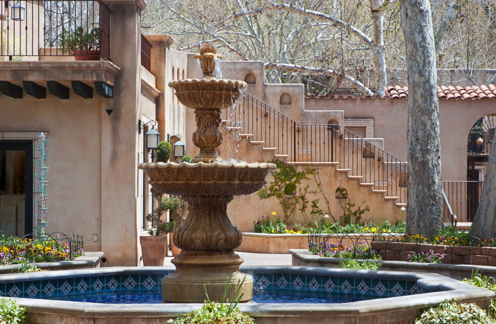 Fountain courtyard at Tlaquepaque Arts and Crafts Village in Sedona, Arizona