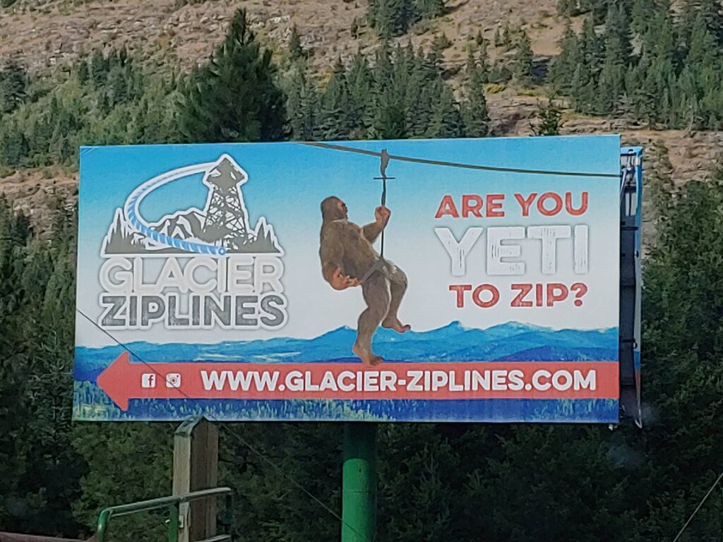 Sign at Glacier Zip lines