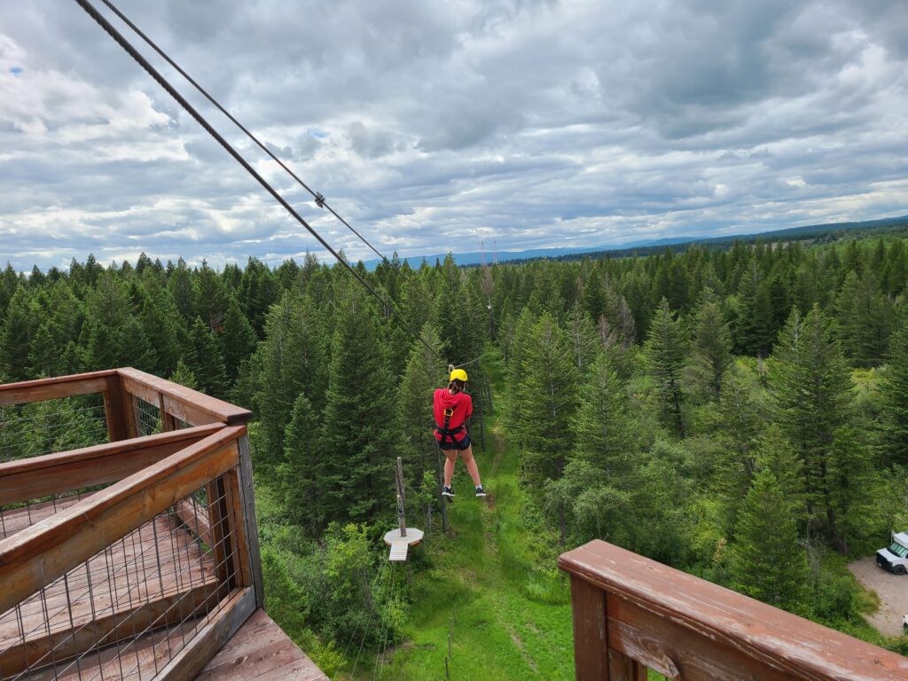 zip lining over trees