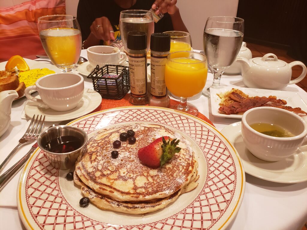 table with breakfast food