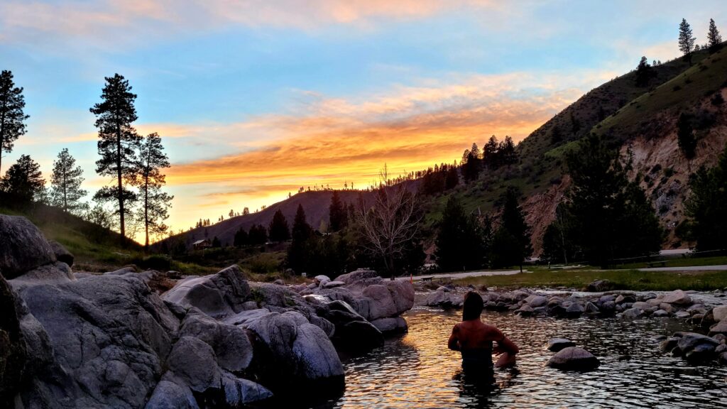 sunset at Kirkham Hot Springs