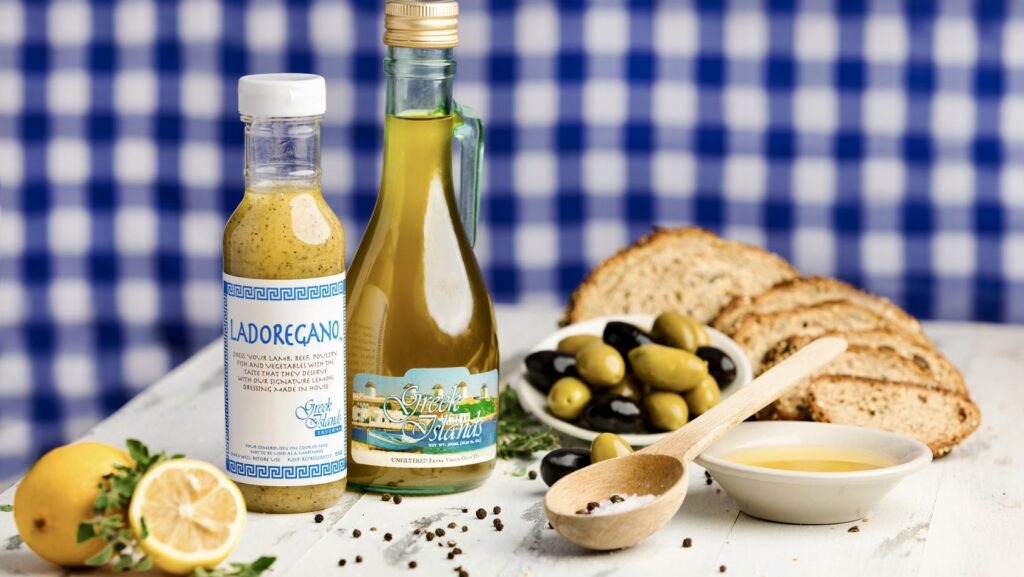 Olives, bread, and olive oil