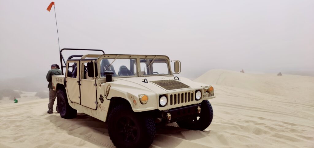 Humvee and fog
